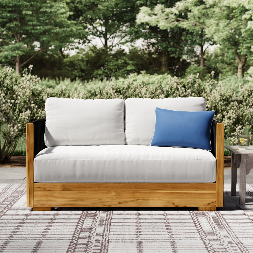 Aniston 59" Teak Outdoor Loveseat with Sunbrella Cushions
